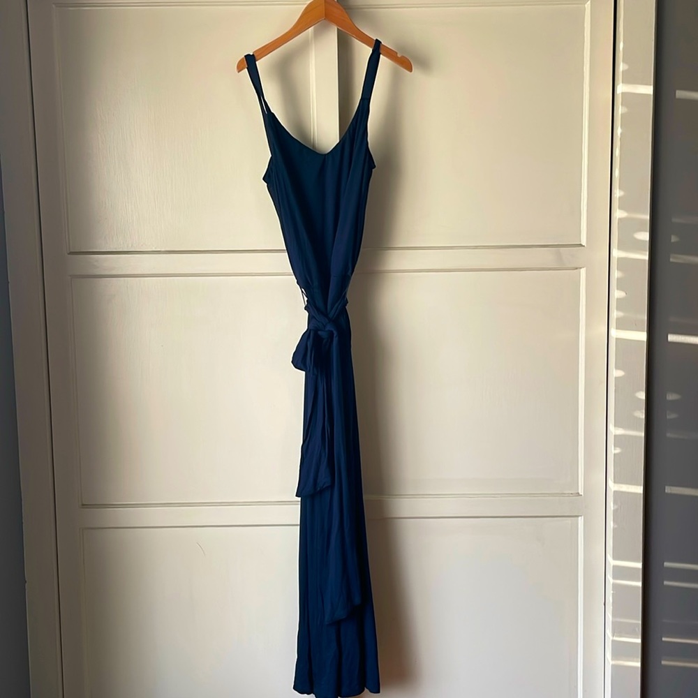 TRINA TURK Navy Blue Tank Jumpsuit Wrap Waist Size Small